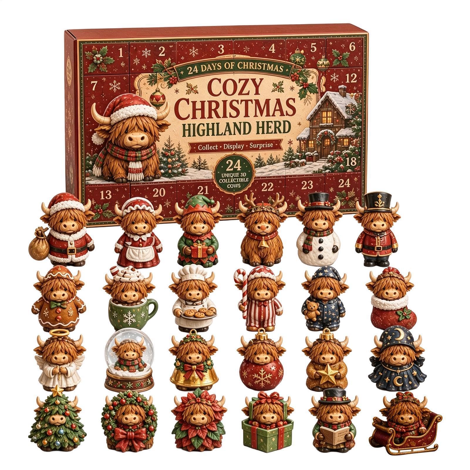 2026 Highland Cow Advent Calendars, 24-Day Christmas Countdown