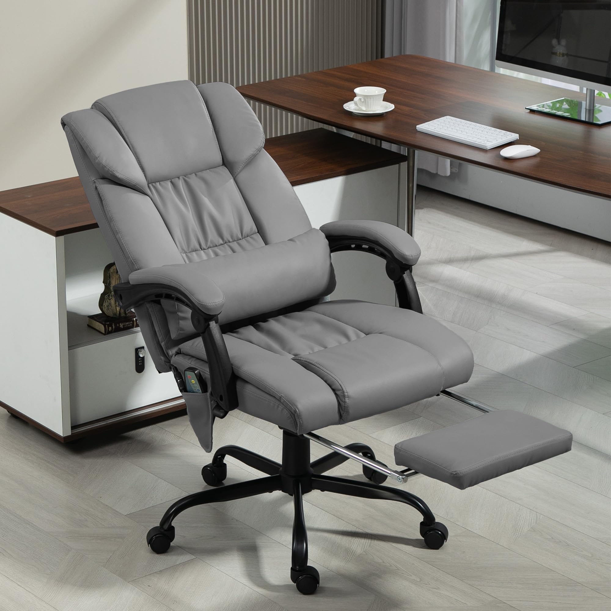 Vinsetto Poltrona Massaggiante con Poggiapiedi 66x75x112-122 cm Grigio