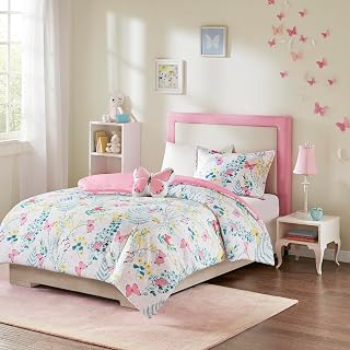 Intelligent Design Kids Girls Pink Butterfly Twin Comforter Set, 3pc