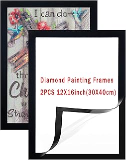 2 Pack Diamond Painting Frame, Magnetic Frames for 30x40cm/12x16 inches Diamond Painting Canvas as Diamond Art Accessories, Self-Adhesive Diamond Painting Frames for Wall Window Door (BlackX2PCS)