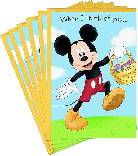 Hallmark Paquete de tarjetas de Pascua para niños Mickey Mouse 6 tarjetas con sobres