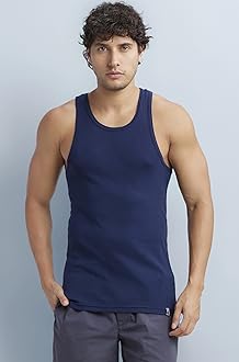 Jockey 9922 Men's Super Combed Cotton Rib Slim Fit Racer Back Styling Round Neck Gym Vest