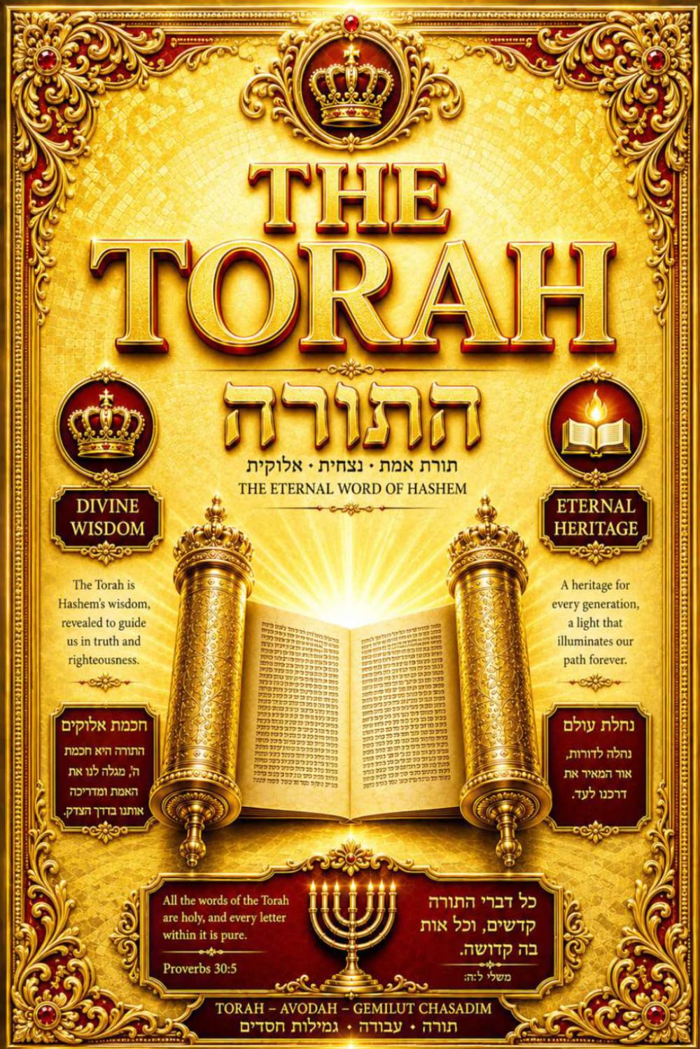 The Torah in English and Hebrew: The Sacred Book of the Covenant Given unto Moses, Containing the Five Books of the Law with the Ancient Hebrew Text ... Statutes, and Ordinances of the Everlasting