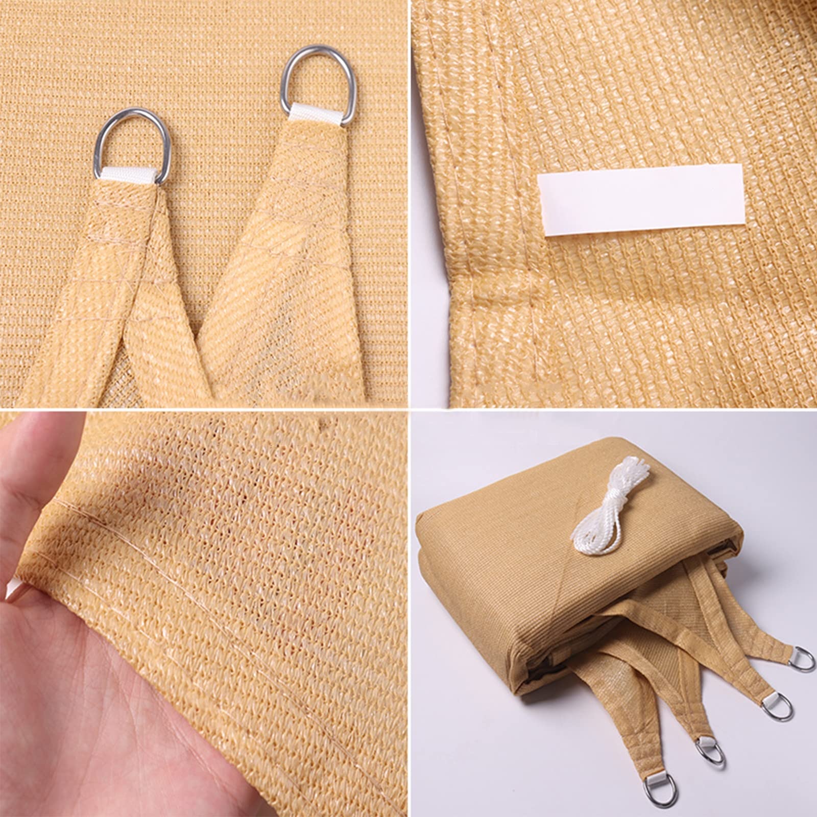 Tenda Parasole con Corde di Fissaggio, Vela Ombreggiante in HDPE 185 G/M² Traspirante Permeabile Tenda A Vela Protezione Solare Schermo UV 95% Giardino Esterni Patio Pergola Cortile,6.5'x10'