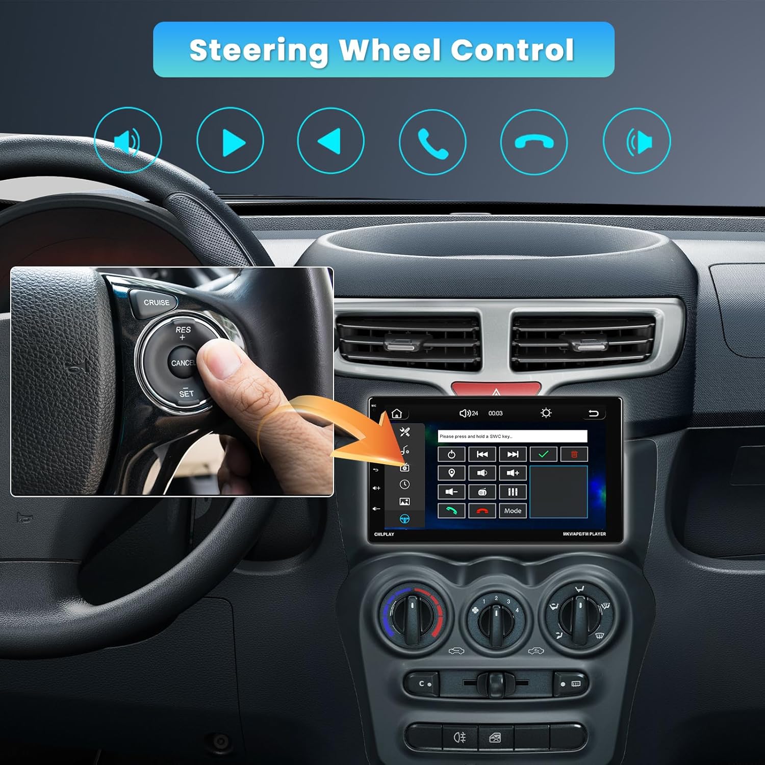 Steering wheel control setup on Inefala car stereo