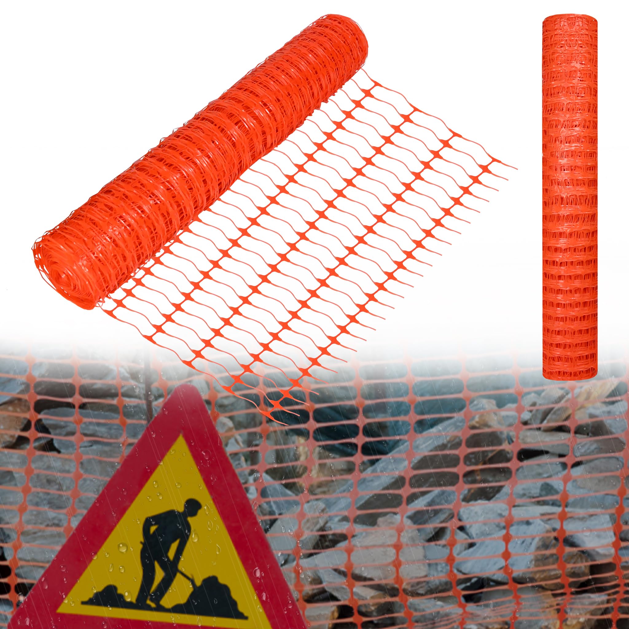 Valla de seguridad enrollada, 100 cm de altura, red de protección para obras (1 x 80 m, naranja)