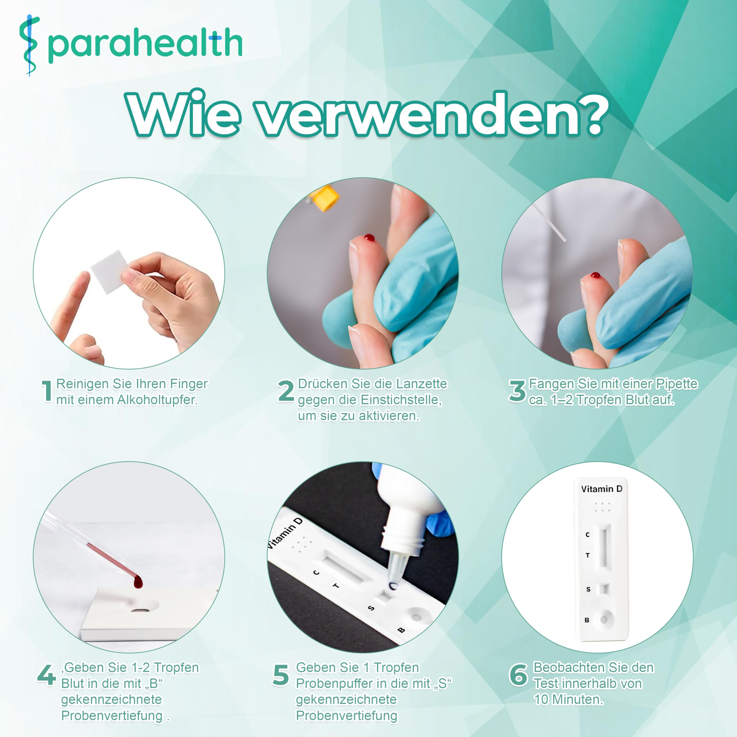 diagnostics 10 sztuk samodzielnego testu witaminy D do domu – wygodne mierzenie wartości witaminy D i wykrywanie niedoboru – wynik w ciągu 10 minut