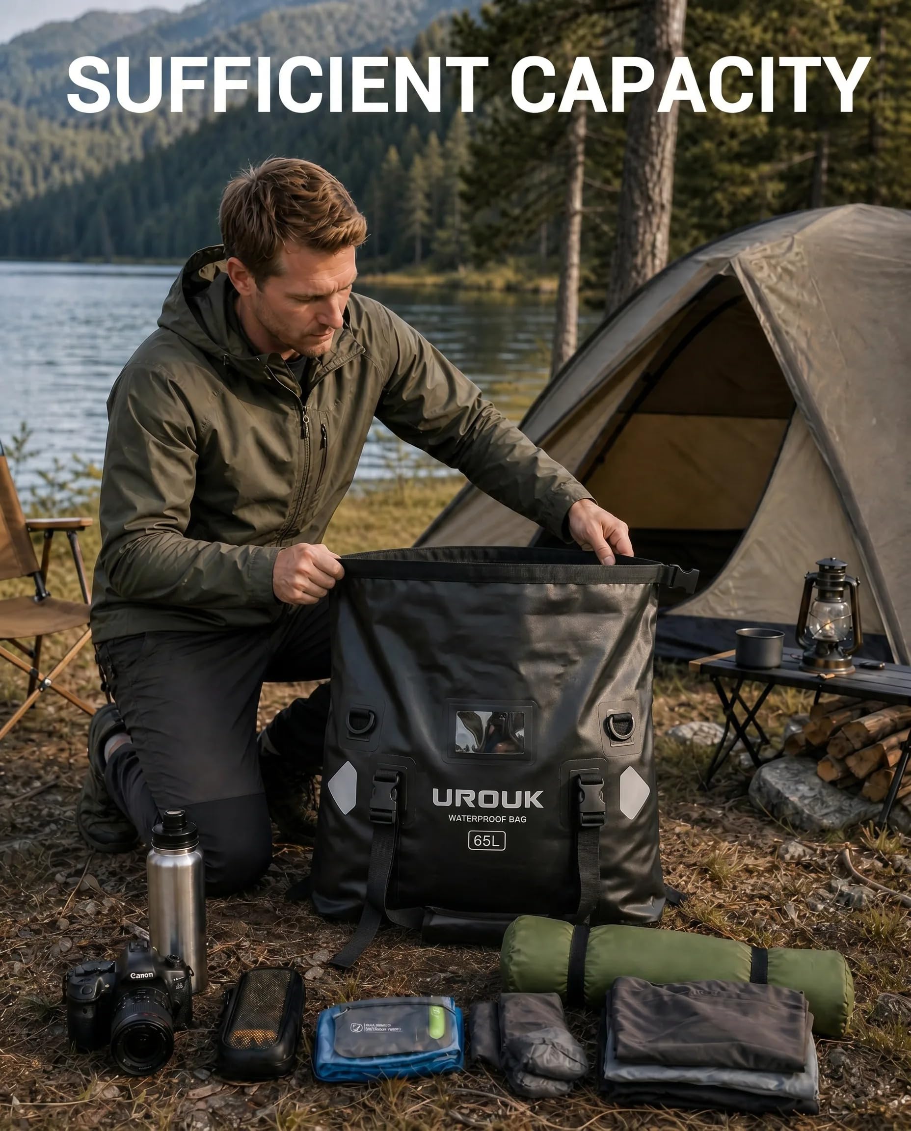 wasserdichte Rucksack 40L 66L 90L wasserdichte Reisetasche, Hecktasche Motorrad Duffel Bag mit Innentasche und Rolltop, Seesack für Motorradfahren, Angeln, Voyager, Camping, Rafting