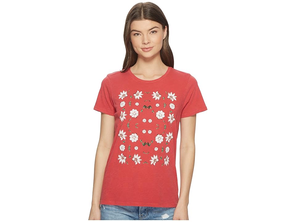 

Lucky Brand Flowers Tee (Red) Women's T Shirt