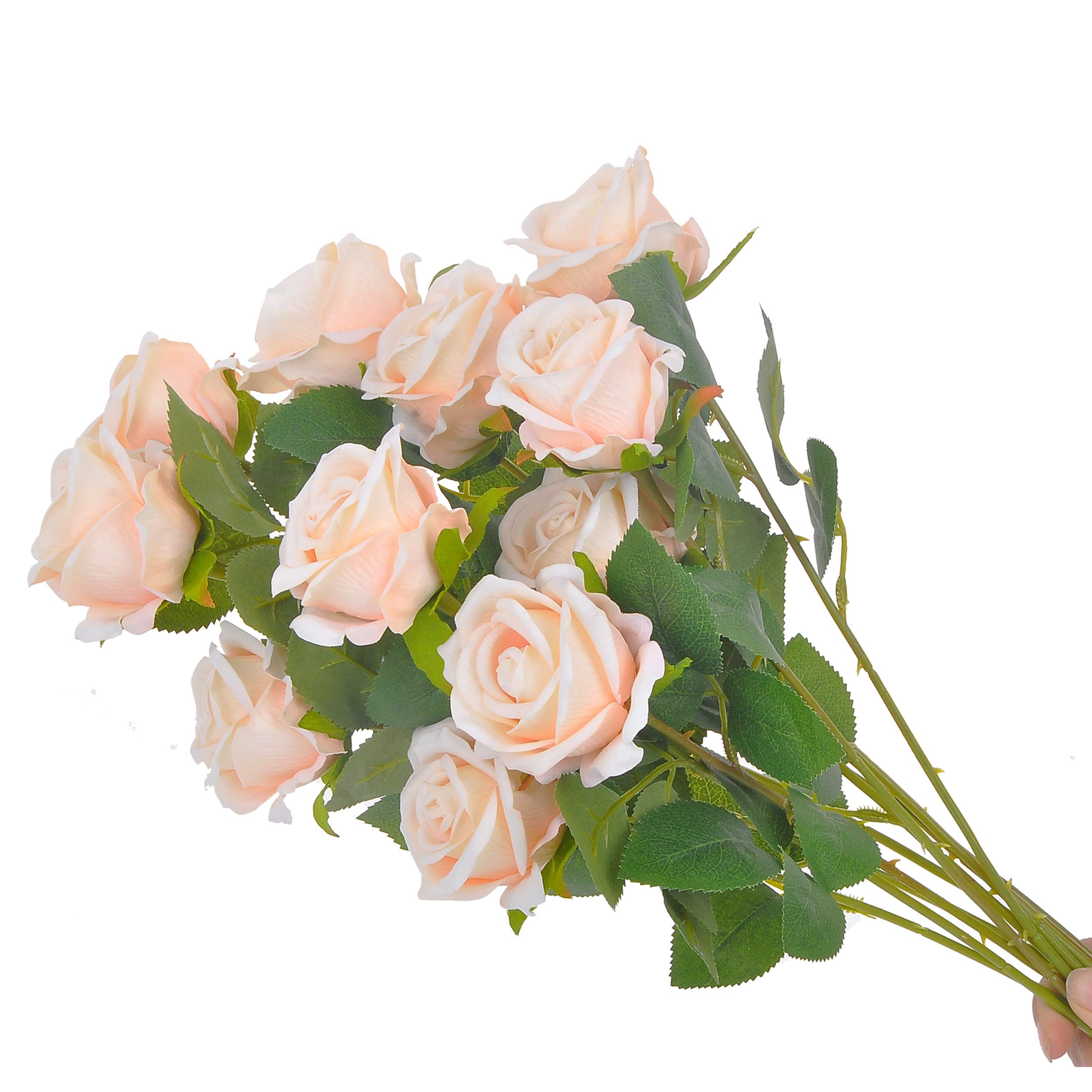 CnKnight 50 Rose Artificiali In Velluto Di Seta Con Stelo Metallico, Teste Fiore 10 Cm, Per Bouquet Da Sposa E Decorazioni