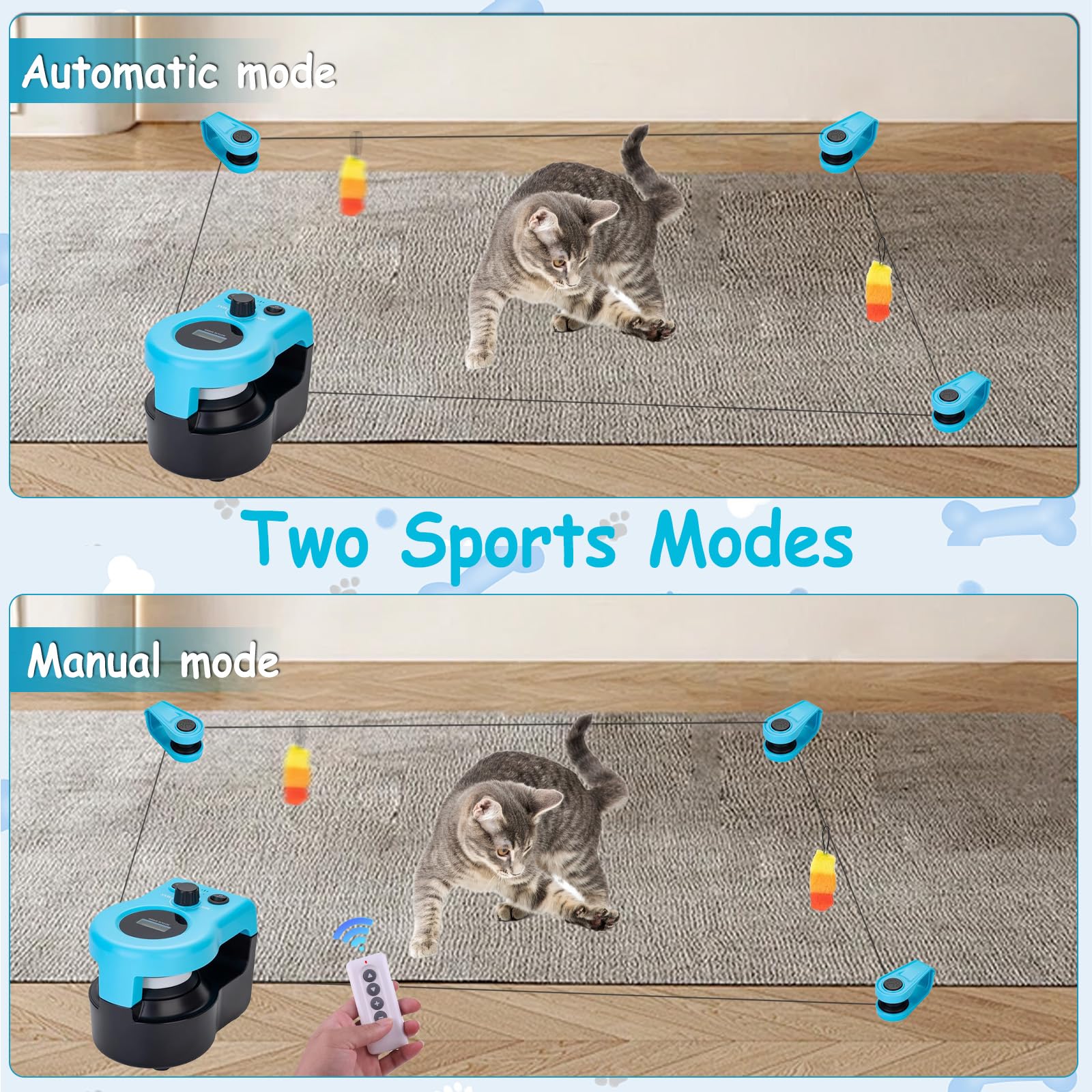 Nuovo Tapis roulant per gatti, Automatico/Telecomando, giocattolo interattivo gatto, giocattoli da caccia simulati, velocità regolabile, gioco da caccia con penna per gatti al coperto