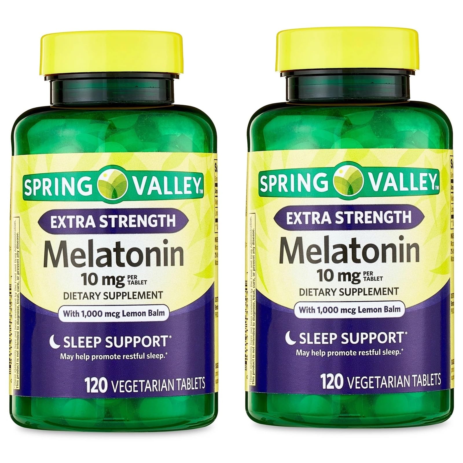 Unique Bundle Store Extra Strength Melatonin 10mg with Lemon Balm – 120 Vegetarian Tablets, High Potency Melatonin Supplement for Adults, Natural Sleep Support (Pack of 2)