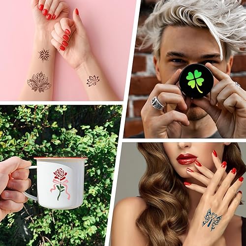 Miniatura 8 de Kit de plantillas de tatuaje de henna reutilizables para mujeres y niñas, más de 410 plantillas de tatuaje, plantillas temporales de tatuaje de