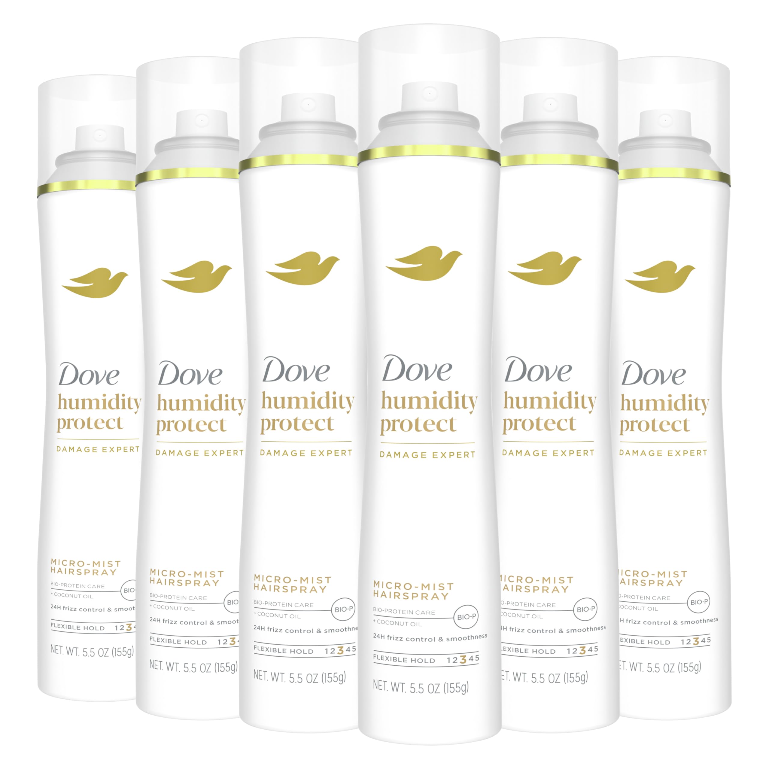 Dove Flexible Hold Hairspray 6 ct Protect Micro-Mist for Long-lasting Hold, Protection Against Humidity All-day Flexible Hold for 24H Frizz Control