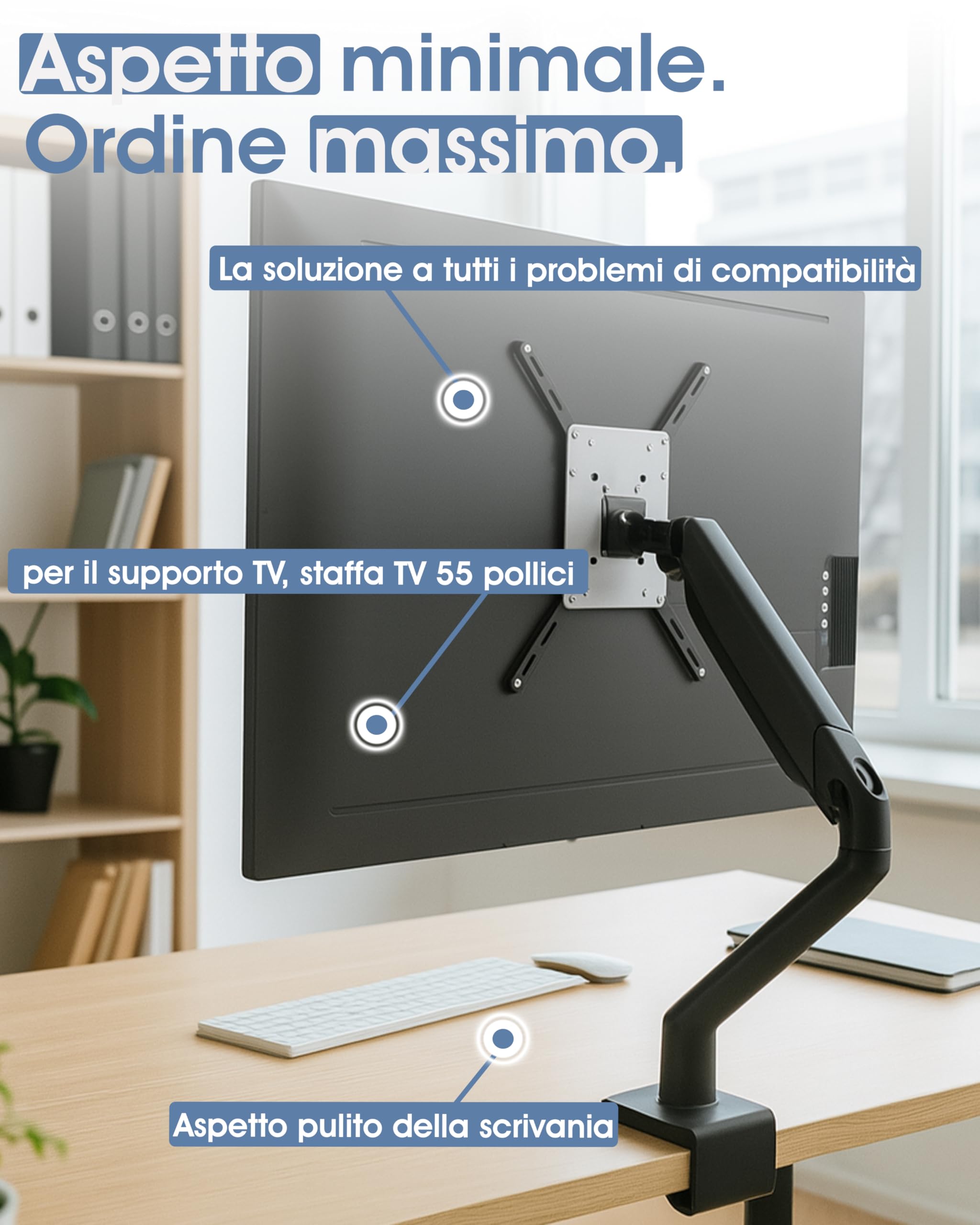 3IDEE Set di estensione universale VESA per montaggio a parete e monitor, VESA da 200 x 200 fino a 400 x 400, estensione per montaggio TV, supporto TV da 55 pollici, montaggio a parete VESA 200 x 200