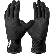COOLJOB Winter Freezer Work Gloves for Men Women with Grip, Windproof Thermal Warm Fleece Lined, 3/4 Latex Coated for Heavy Duty, Construction, Warehouse, Black, 1 Pair, XL