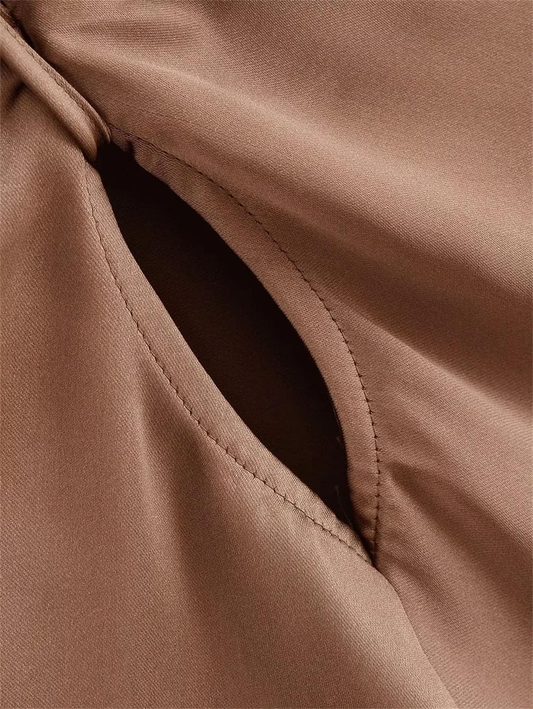 Blusa de manga larga con lazo elegante para mujer, con textura satinada de seda