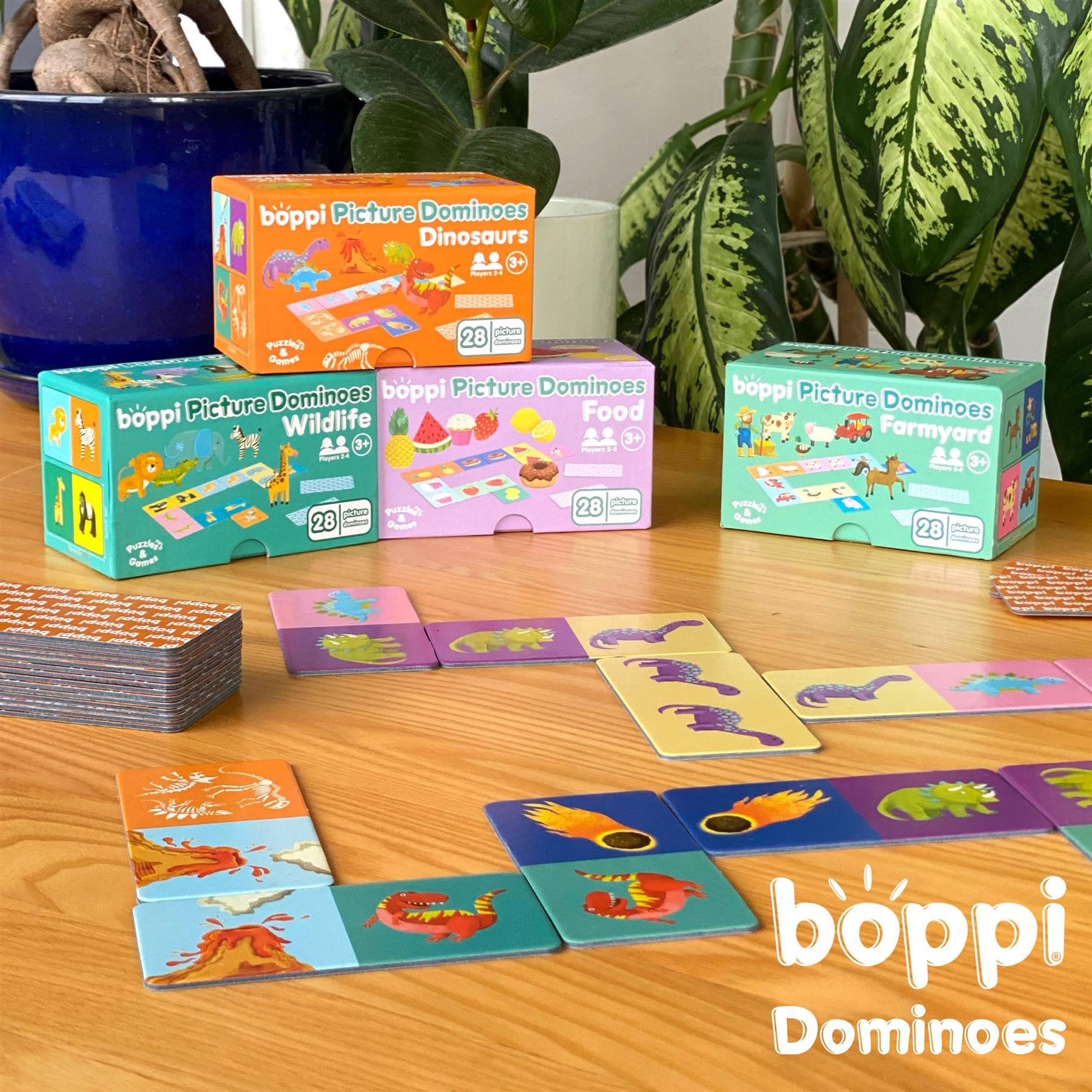 boppi Zestaw domino gra obrazkowa dla małych dzieci – kolorowe domino Montessori/STEM Domino dla dzieci w wieku od 3 lat