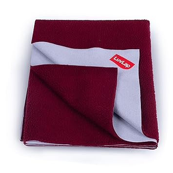 LuvLap Instadry Extra Absorbent Quick Dry Sheet for Baby, Baby Bed Protector, Waterproof Baby Sheet, 0m+ - Extra Large, 140 x 200cm (Maroon) - image, photos