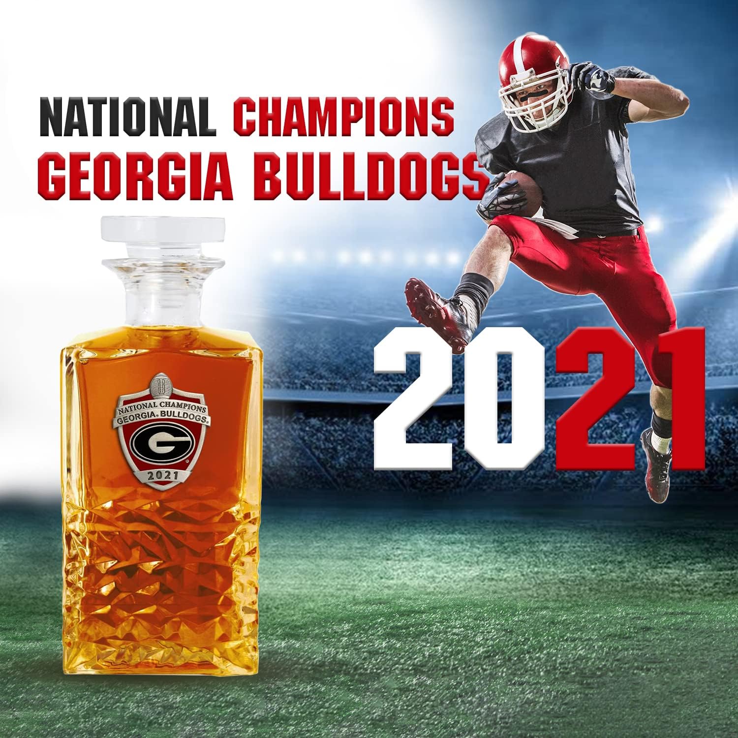 Heritage Pewter 2021-2022 National Champions Georgia Bulldogs Heritage Decanter | 25 OZ Liquor Pourer | Expertly Crafted Pewter Glass