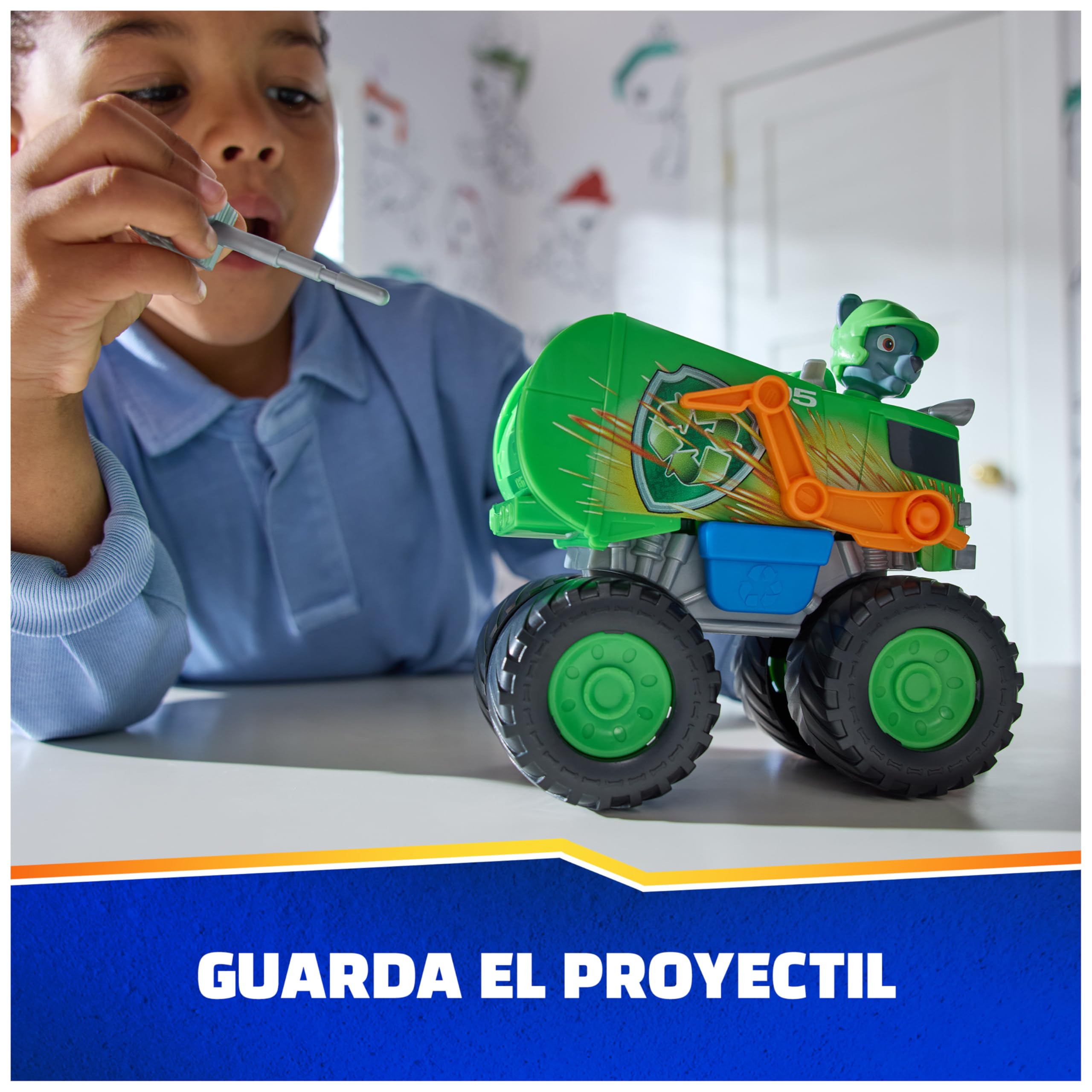 Paw Patrol Patrulla Canina - Pack Figura Rocky Rescue Wheels y Camión Reciclaje Lanza Proyectiles - Patrulla Canina Juguetes - Juguetes Niños 3 años + - Regalo Niño 3 años + — view 5