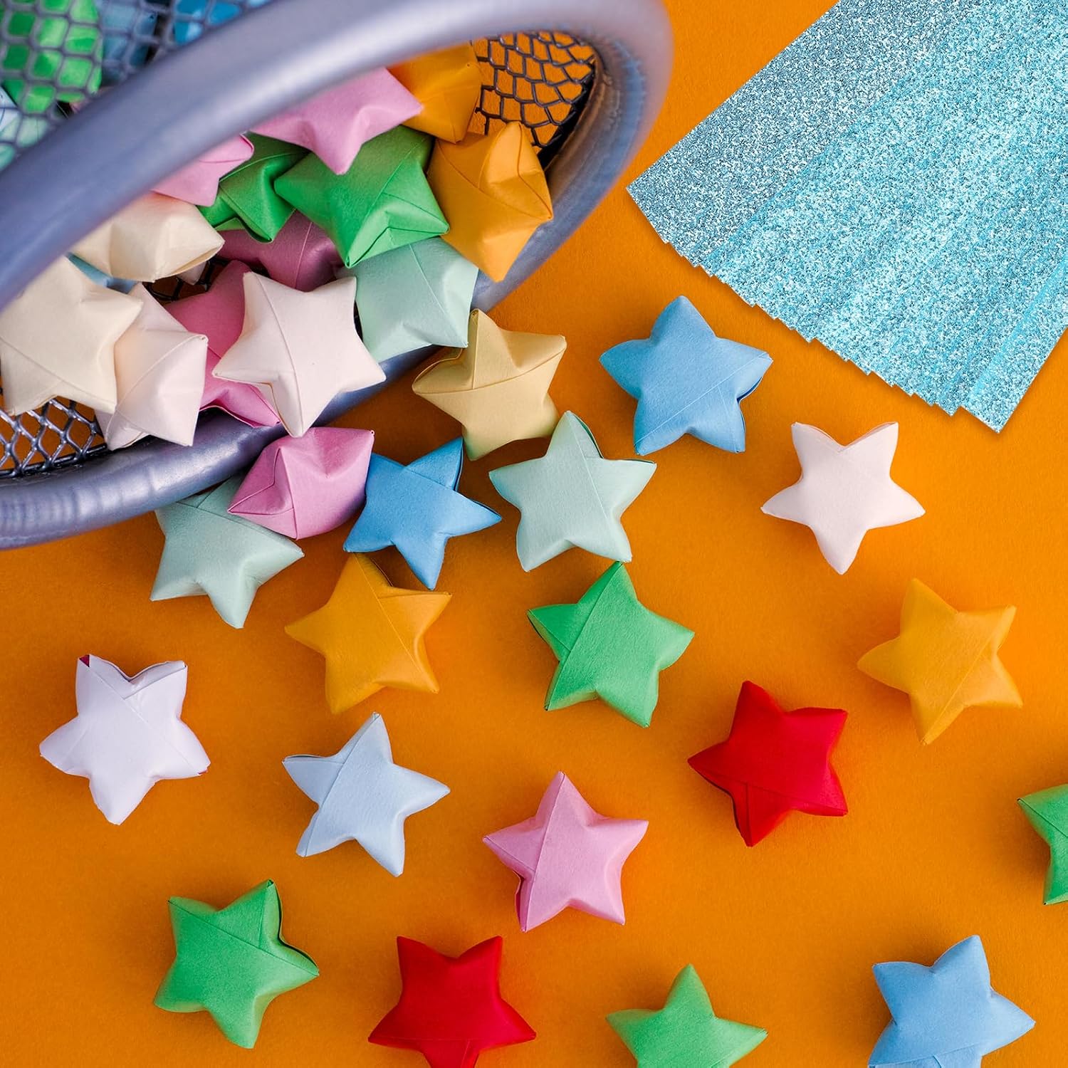MECCANIXITY 360 Sheets Origami Paper Glitter Stars Papers Red Fold Paper for Beginner Arts Crafts Projects,0.4 x 9.3 Inch image 4