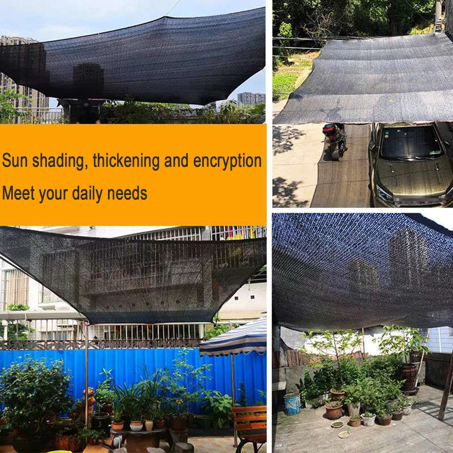 Malla Sombreadora,12 Pines Aislamiento Transpirable Red de Sombra,Toldo Vela de Sombra Negra,90% Resistente Al UV Solar Sombra Paño,Malla Ocultación,para Exteriores,Patio,Jardín (5x7m/16.4x23ft)
