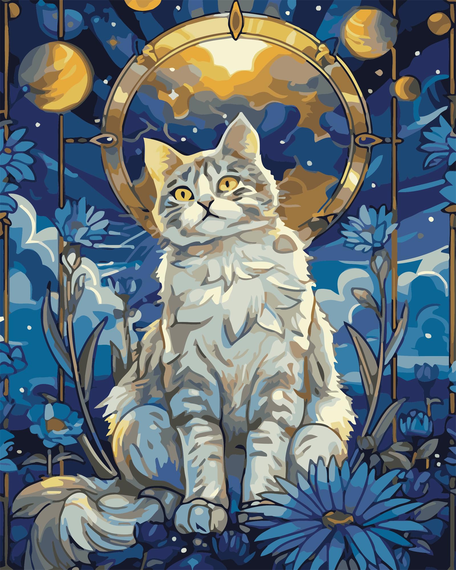 CaptainCrafts Paint by Numbers for Adults DIY Oil Painting Paint by Numbers with Canvas Acrylic Art Crafts House Decor 16x20 Inch (Frameless, Cat) โ image 1