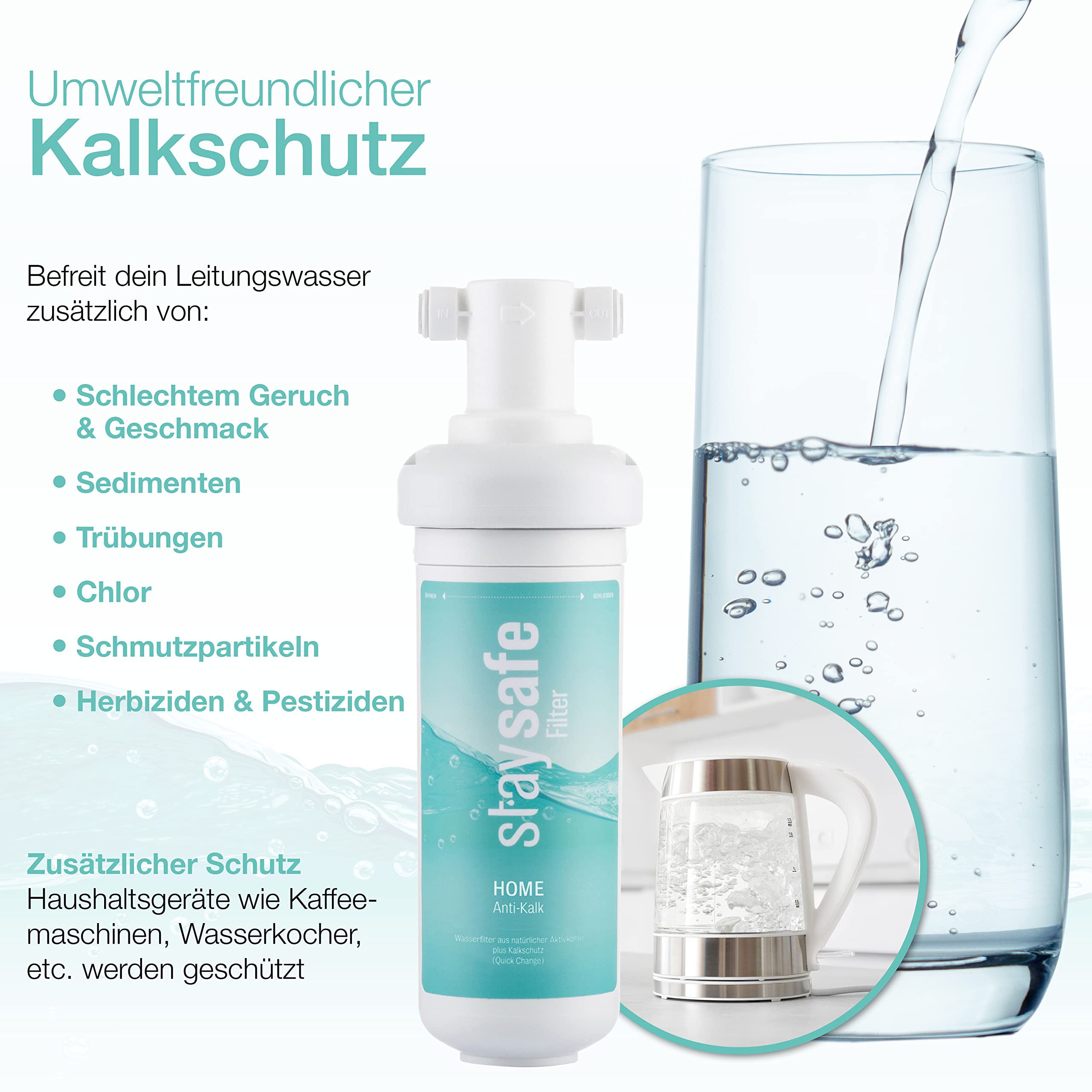 staysafe ANTIKALK Ersatzfilter | Schnell & einfach wechselbare Kalkfilter-Filterkartusche | Untertisch Wasserfilter für Trinkwasser gegen Schadstoffe | Ersatzfilter für Antikalk Wasserfilter, Filtert Trinkwasser gegen Schadstoffe, Einfacher Wechsel, Wenig