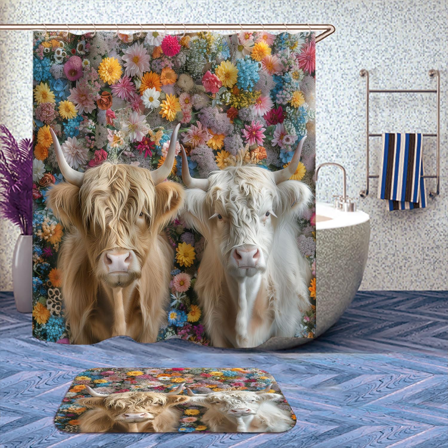 Cortina Ducha Impermeable Cortina De Ducha Con Estampado De Vaca - Tela  Impermeable, 152x183 Cm, Con Ganchos Cortina Baño Impermeable Poliéster  Diseño Divertido, image size:1500x1500