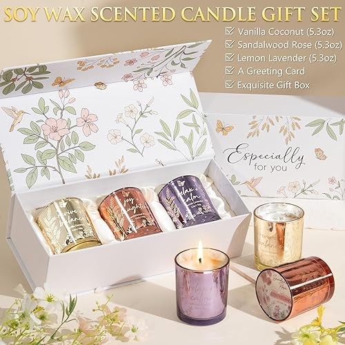 Miniatura 2 de Velas perfumadas para mujer, juego de 3 velas de soja para el hogar, juego de velas votivas perfumadas para vacaciones, regalos de cumpleaños para