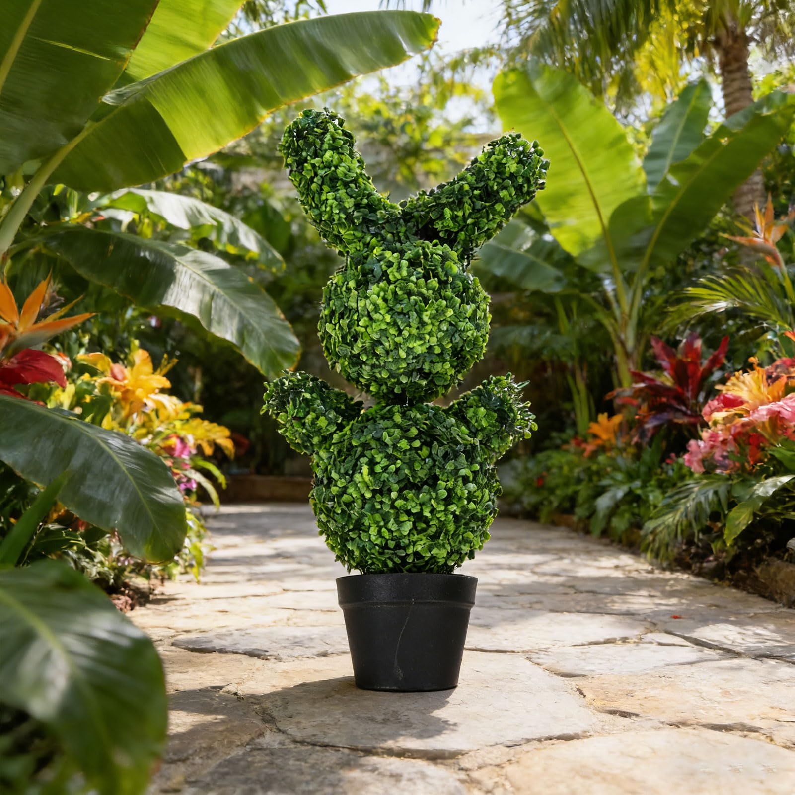 Naroote Decorazioni Pasquali, Albero Topiario a Forma di Coniglietto Artificiale da 90 Cm con Stringa Luminosa Pianta di Coniglio Finto Decorazione Versatile Estetica Naturale