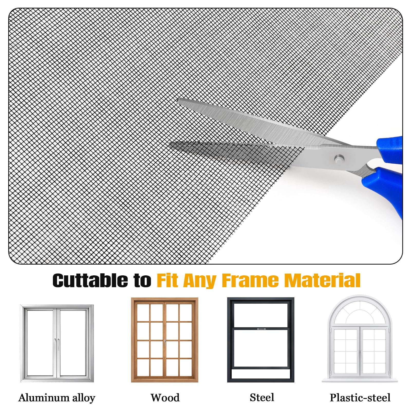Moustiquaire Fenetre, 150x500cm Rouleau Moustiquaire sans Percage, Toile Moustiquaire avec Outils d'installation, Filet Moustiquaire Fibre de Verre Recoupable pour Fenêtre Portes-fenêtre Salon