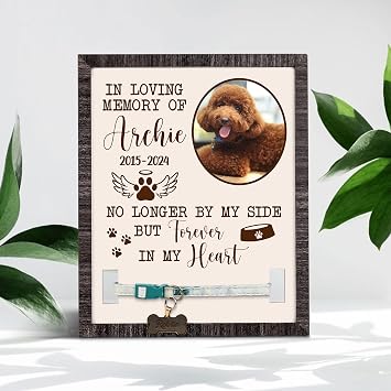 Personalized Dog Collar Frame Memorial Pet Loss Sign Dog & Cat Lover, Pet Collar Keepsake, Pet Memorial Frame with Collar Holder, Dog Collar Memorial Frame for Loss of Dog Sympathy Dog 8