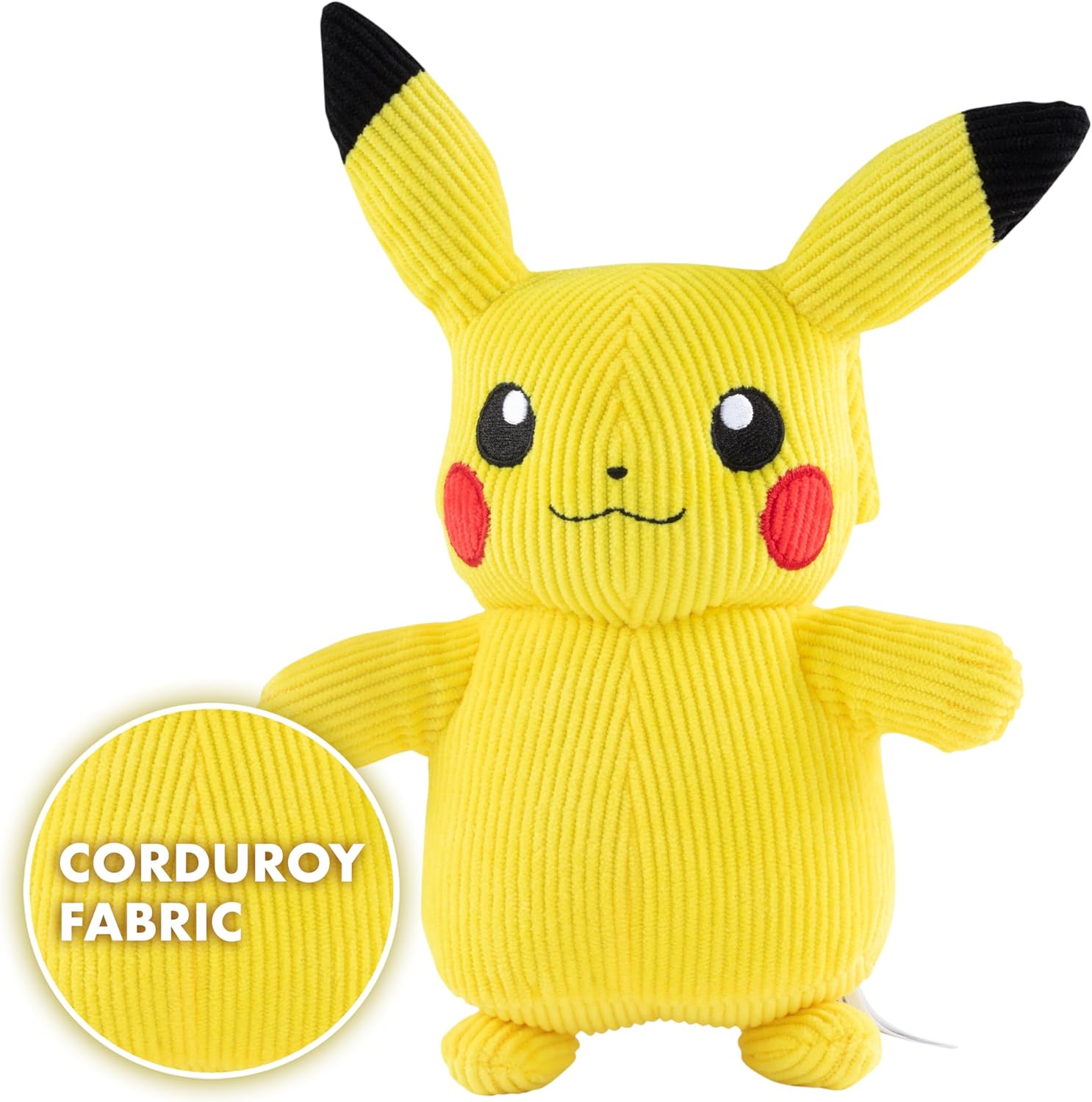 Jazwares Pokémon 8" Pikachu Corduroy Fabric Plush - Officially Licensed - Quality Authentic & Soft Corduroy Stuffed Animal Toy - Limited Edition - Gift for Kids, Boys, Girls & Fans of Pokemon