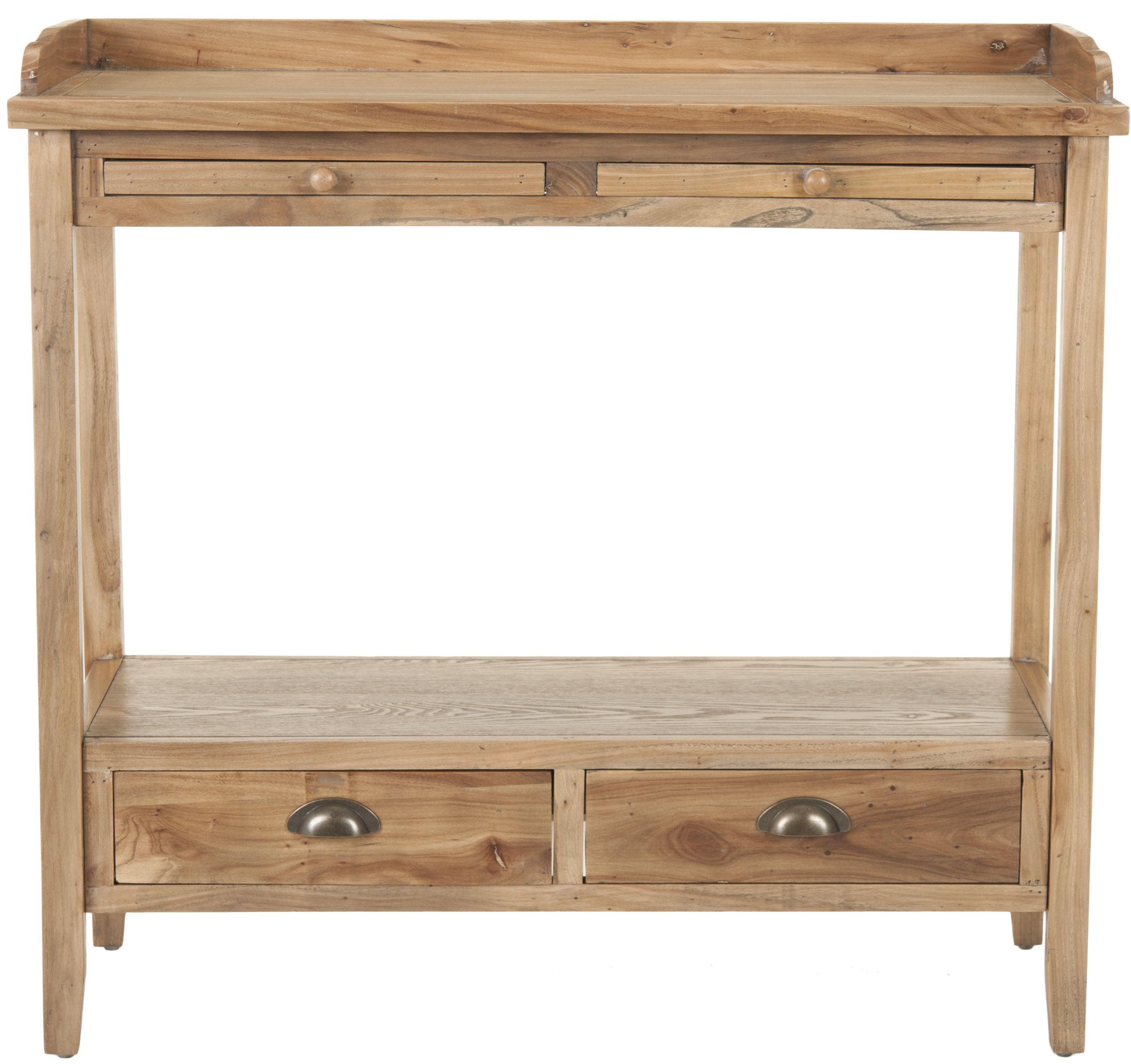 SAFAVIEH Home Collection – Peter Weathered Oak Console Table with Drawers & Shelf, Secretary-Style Storage Console, Country Cottage Design (AMH6571A)
