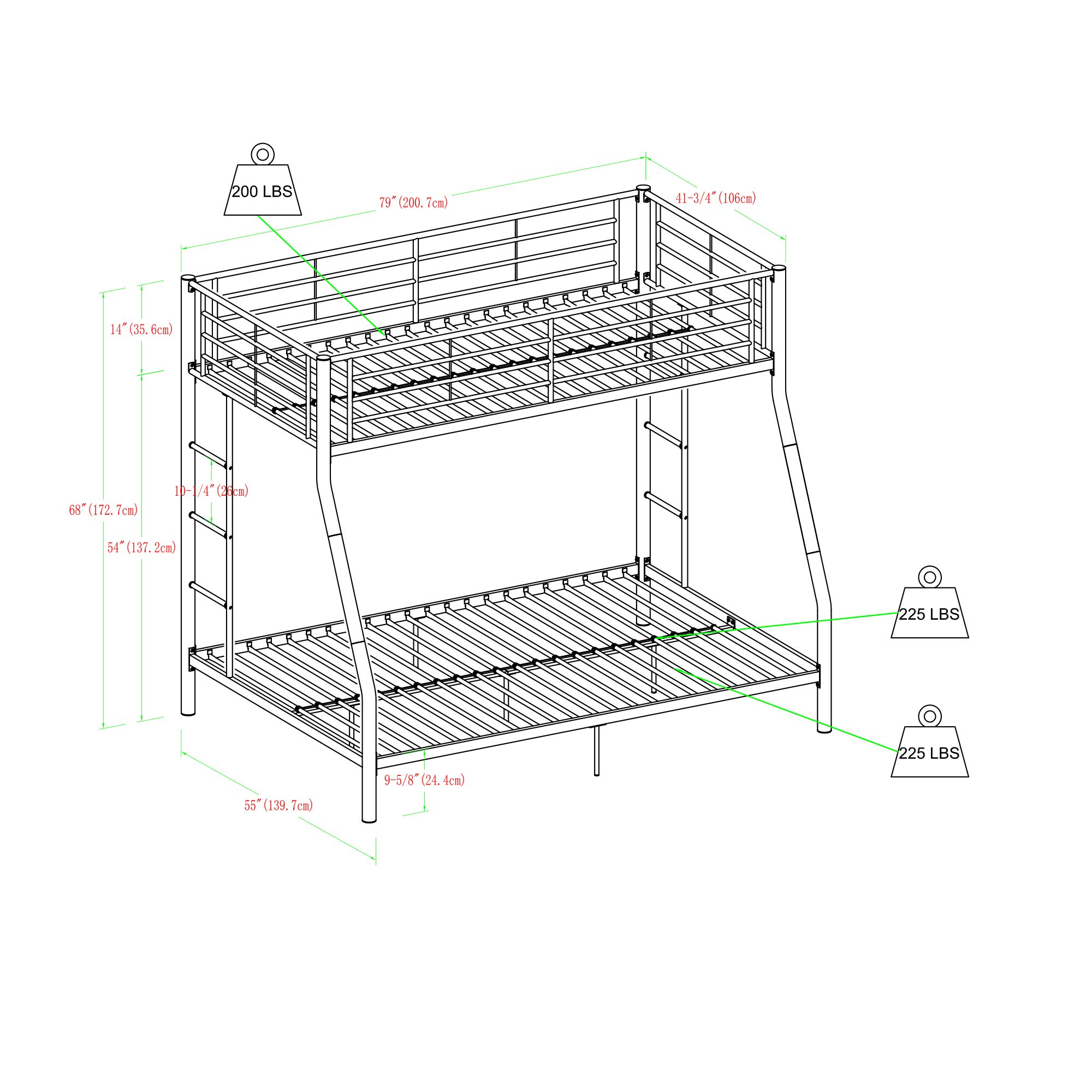 Buy Walker Edison Dunning Urban Industrial Twin over Double Metal Bunk