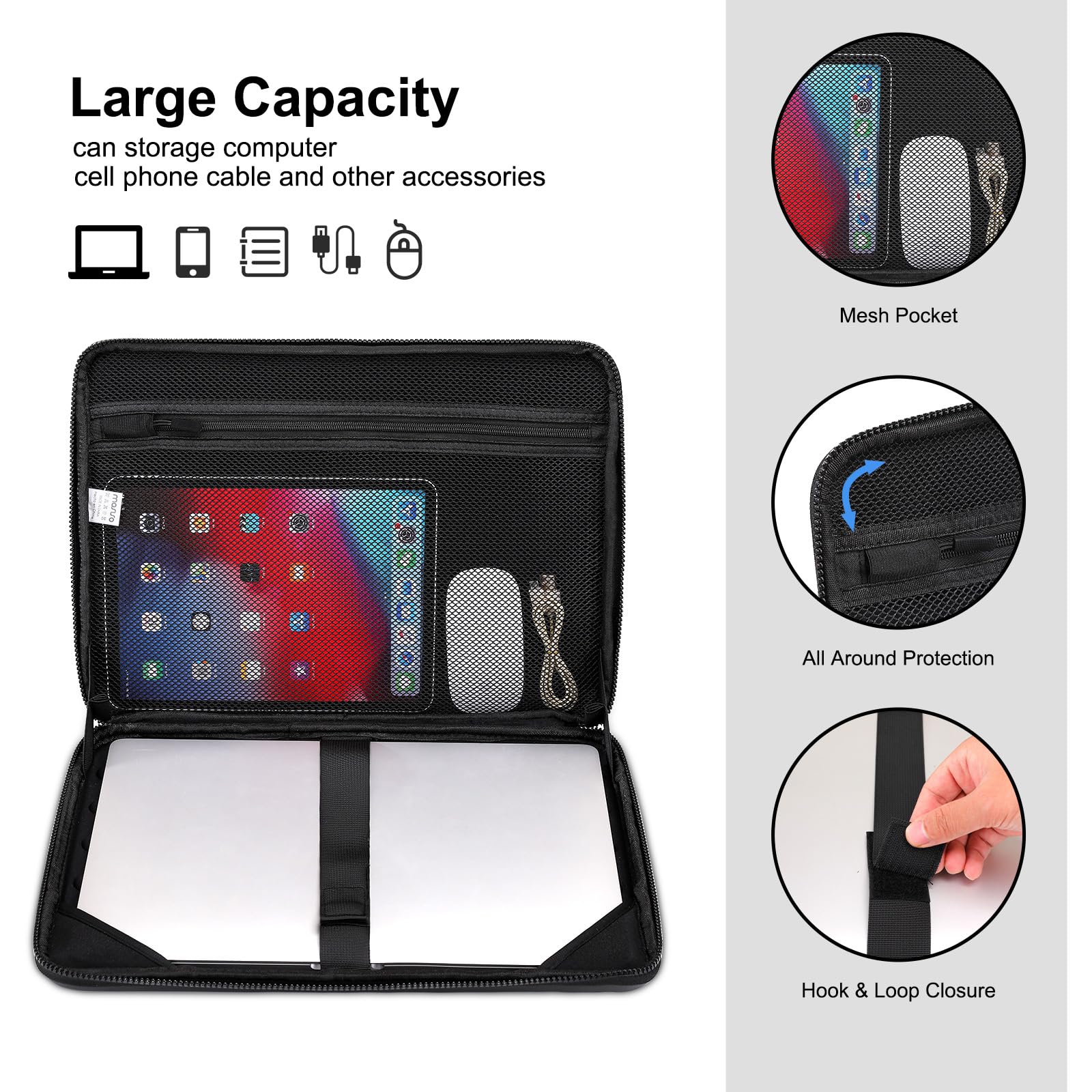 MOSISO 15.6 inch Hard Shell Laptop Sleeve Shoulder Bag, Waterproof Shockproof Protective Artistic Geometric EVA Computer Bag Compatible with MacBook Pro 16 inch, HP, Dell, Lenovo Notebook, Black