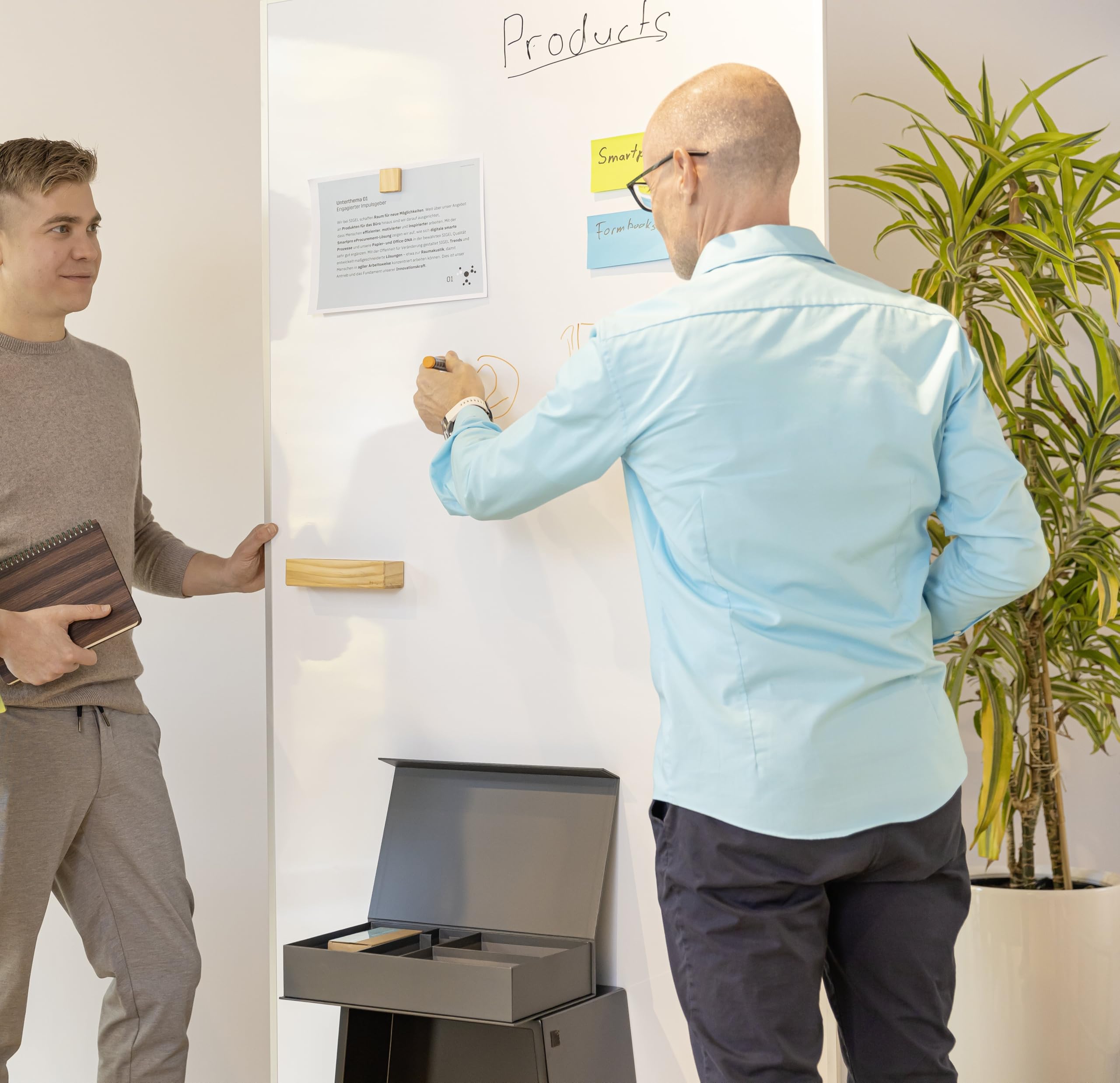 SIGEL MUB14 Meet up Set aus 1x mobiles Whiteboard 90x180cm, magnetisch, beidseitig beschreibbar, silberner Rahmen, 1x Aufsteller und 4 Board-Marker