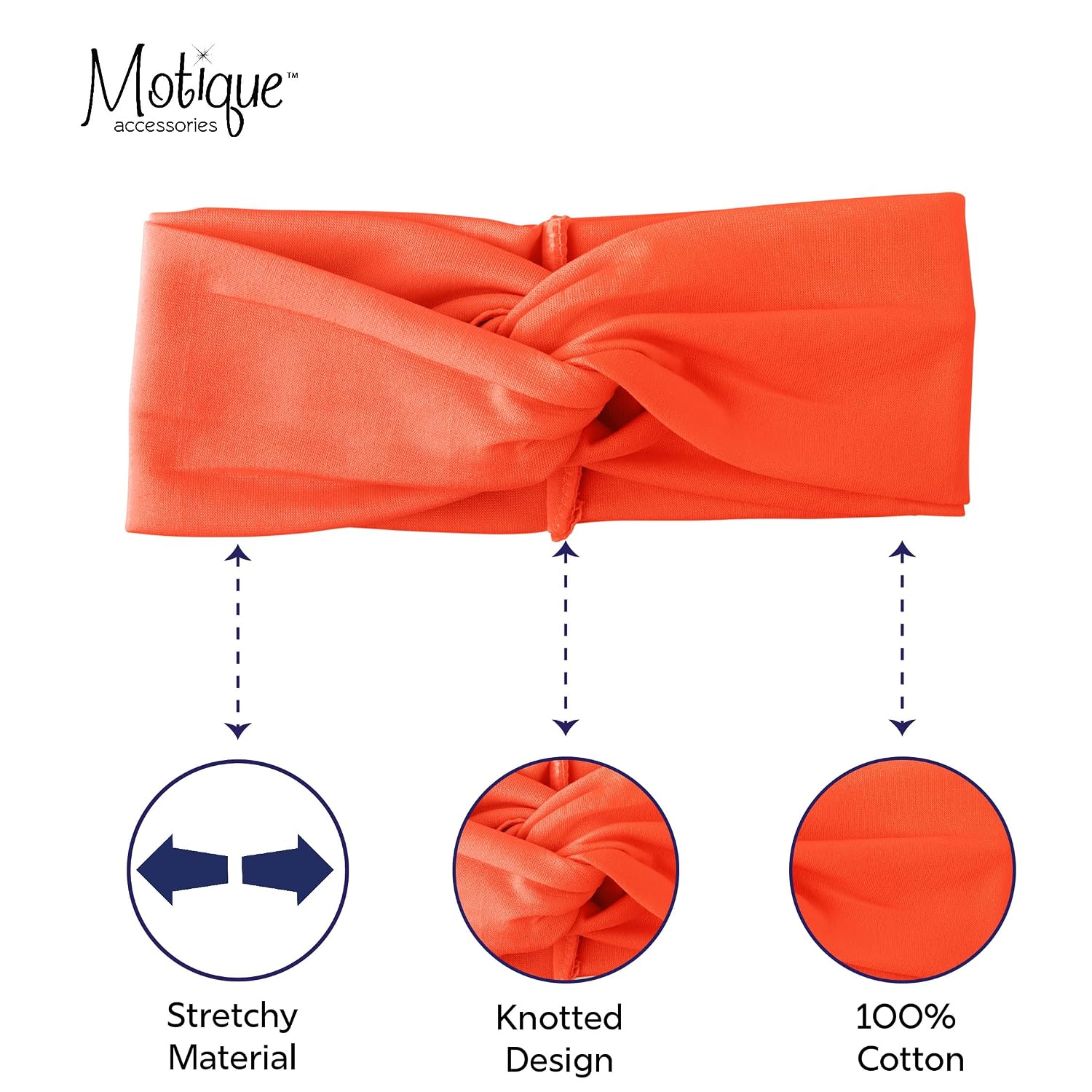 Motique Accessories Wide Twist Headband for Women, Neon Orange image 5