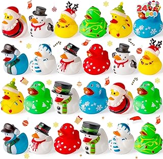 JOYIN 24 PCS Christmas Ducks Baby Bathtub Toys, Assorted Xmas Rubber Duc...