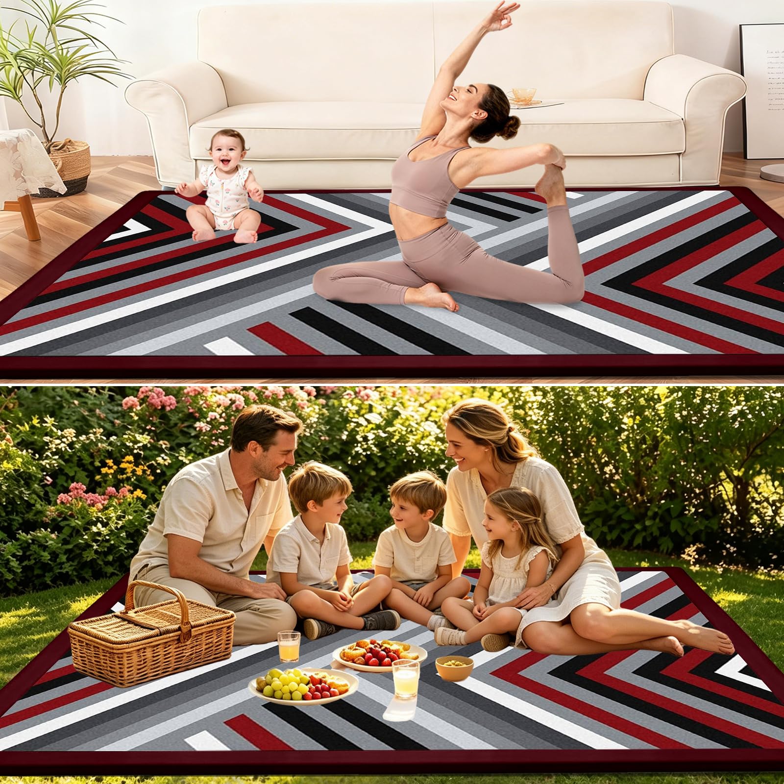 Krabbelmatte Baby - 2 cm Dicke Spielmatte - weich Teppich Kinderzimmer - rutschfeste Schaumstoffmatte - Spielteppich Kinder - Krabbeldecke warm - Kinderteppich 60 x 180cm