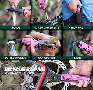 Stocking Stuffers for Women - Gifts for Women Wife Mom Sister, Pin'k Multitool Knife - Womens Gifts for Christmas, Womens Stocking Stuffers - Birthday Gift for Woman, Mothers Day Camping Hiking Gift