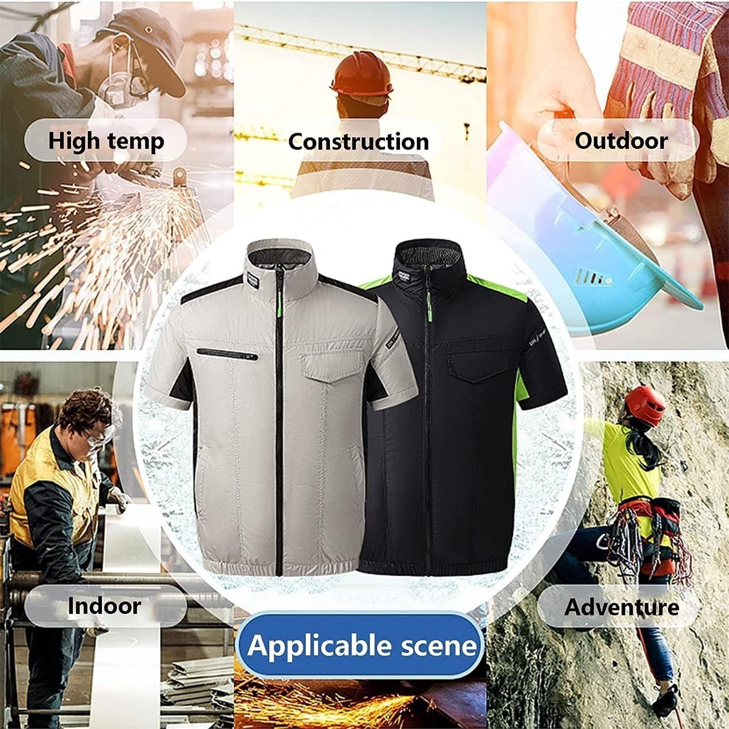 Gilet con ventola di raffreddamento, giacca refrigerata, magliette a maniche corte, aria condizionata, lavoro all'aperto, abbigliamento estivo lavabile con aria condizionata