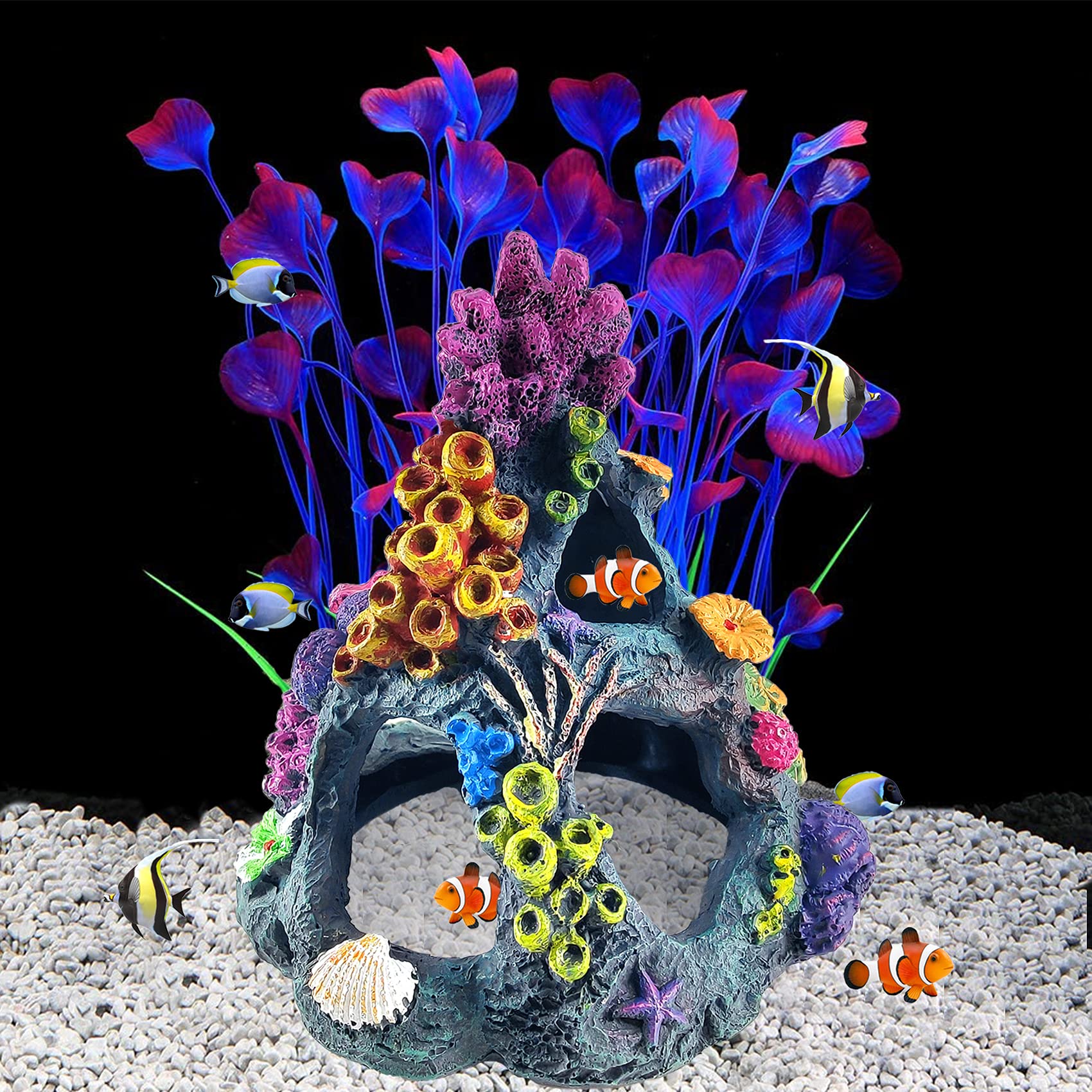 Reofrey Betta decorazione acquario corallo resina nascondiglio pesce barriera corallina
