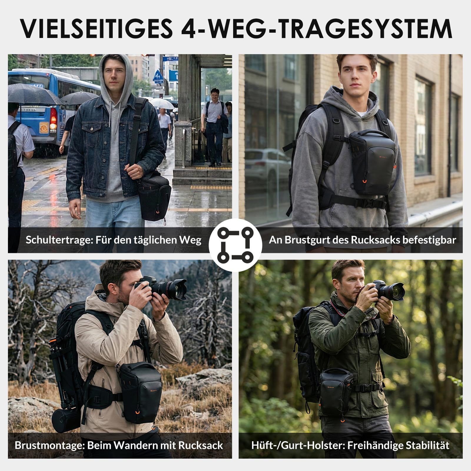 TARION Kameratasche Speigelreflex DSLR mit Erweiterbar Kapazität Triad Pack | Kompakte Kamera Umhängetasche für SLR Systemkamera Wasserdicht Schultertasche Camera Bag für Reise und Alltag