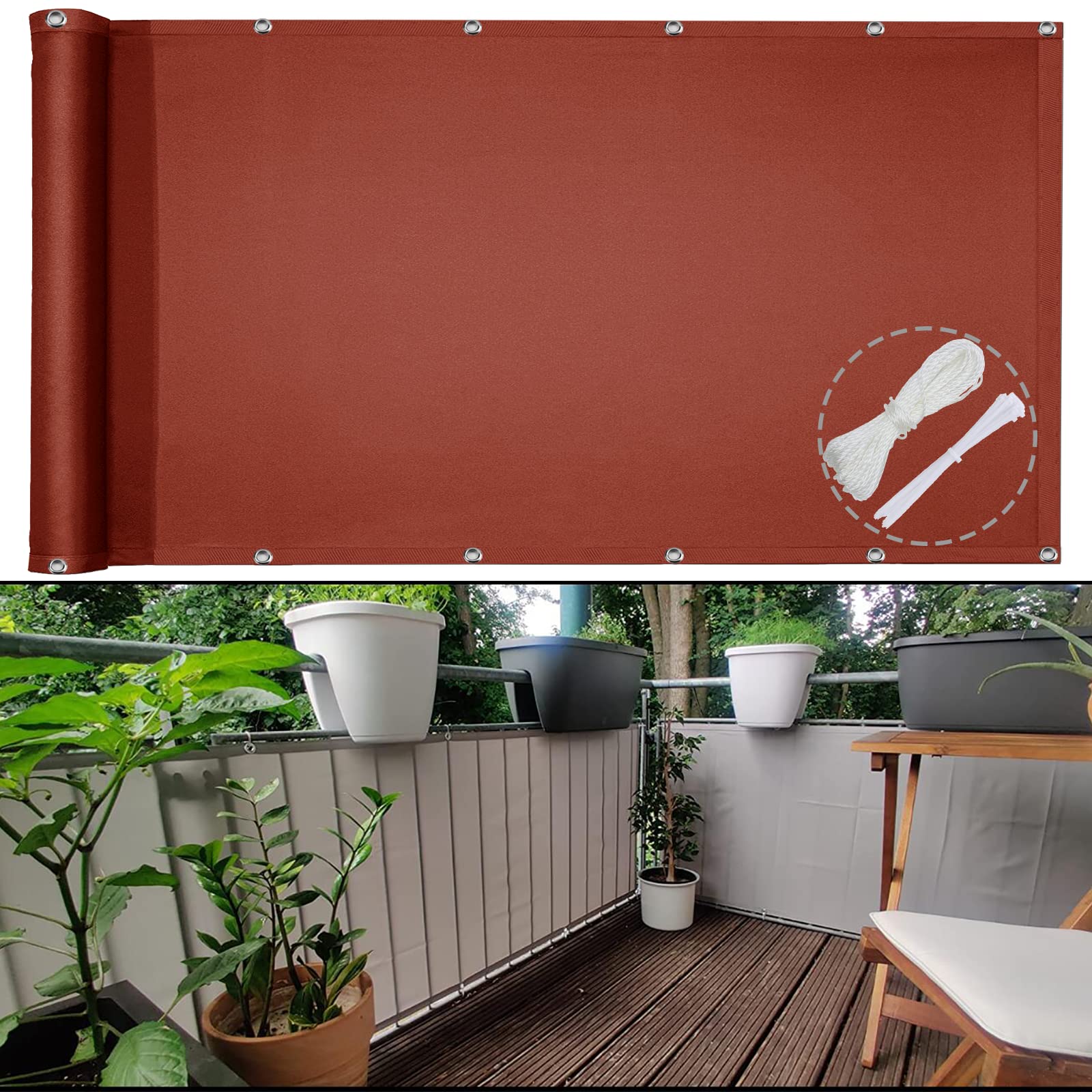 Balkonabdeckung Als Sichtschutz 85x900 Cm – In Creme, Einfach Montierbar | Für Balkon, Gartenzaun & Terrasse, Mit Kabelbindern