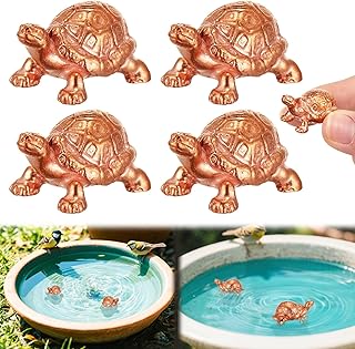 Moxweyeni 4-Piece Copper Bird Bath Purification Disks - Mini Turtle Shape for Natural Cleaning