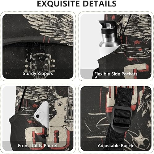 Miniatura 5 de Retro Cool Guitar Travel Backpack For Men Sleek Travel Backpack Carry On Flight Approved 15 Inch Laptop Bag for Travel Business Casual or College
