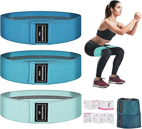 Juego de bandas de resistencia para mujeres y hombres, paquete de 3 bandas de ejercicio antideslizantes para piernas y glúteos, banda de tela para